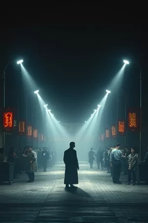《雾港来信》竖版主视觉，雨夜码头与灯塔剪影