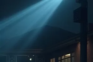 《像素年代》复古显示器剧照，屏幕上的方块字符